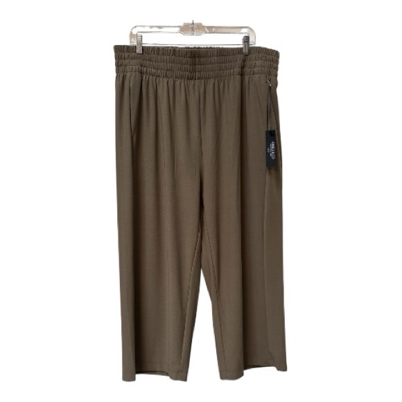 Jones New York Pants - Jones New York Olive Green Wide Leg Elastic Waist Pants Size 2X Plus Pull on